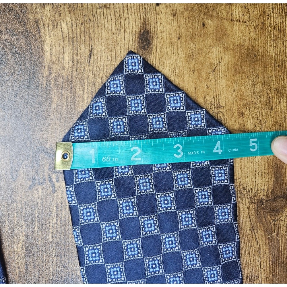 Brooks Brothers Golden Fleece Silk Tie Blue Geometric Pattern Men's Seven Folds - Picture 6 of 8